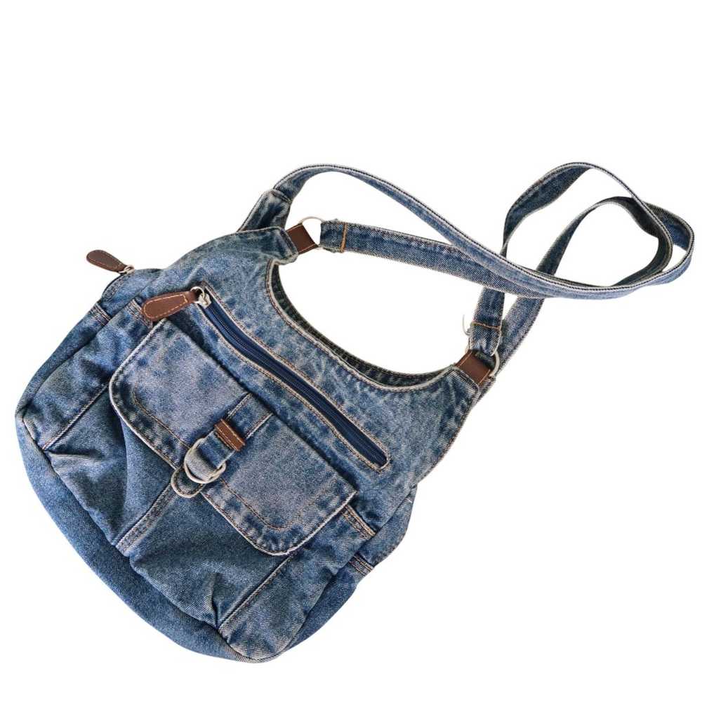 Vintage 1990s Denim Multi Compartment Two Strap J… - image 4