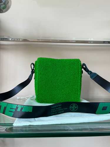 Off-White Furry Cross Body Flap Bag in Green