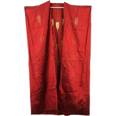 Arabic Islamic Moroccan Red And Gold Silk Robe