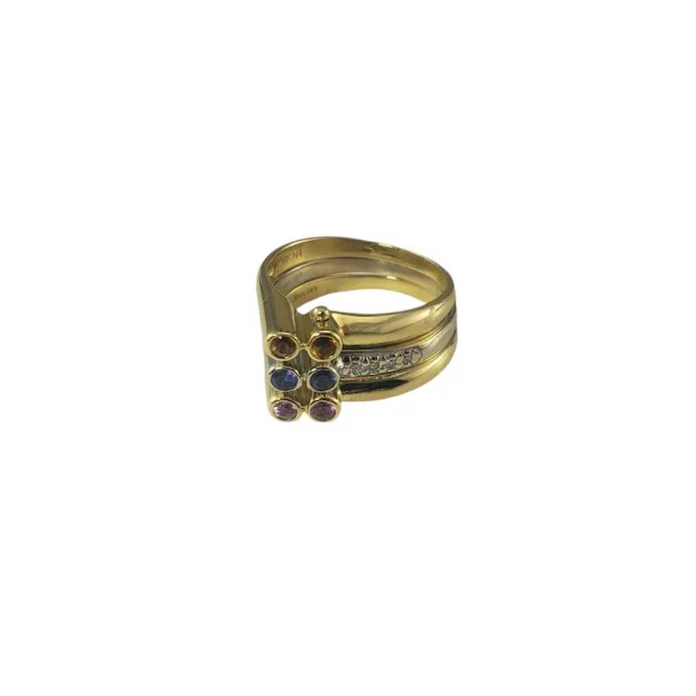 18K Gold Sapphire and Diamond 3 Band Stacking Rin… - image 3