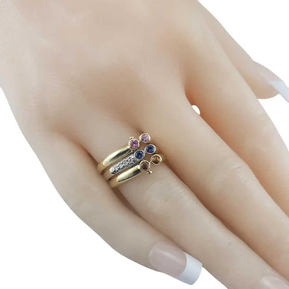 18K Gold Sapphire and Diamond 3 Band Stacking Rin… - image 7