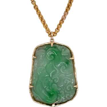 14K Yellow Gold Jade Pendant