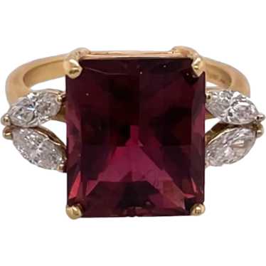 18K Yellow Gold Tourmaline and Diamond Ring - image 1