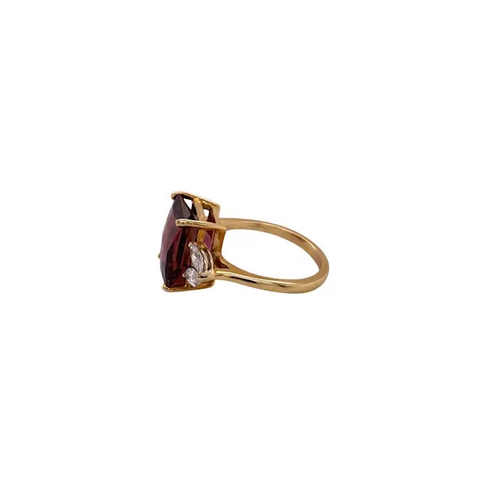 18K Yellow Gold Tourmaline and Diamond Ring - image 2