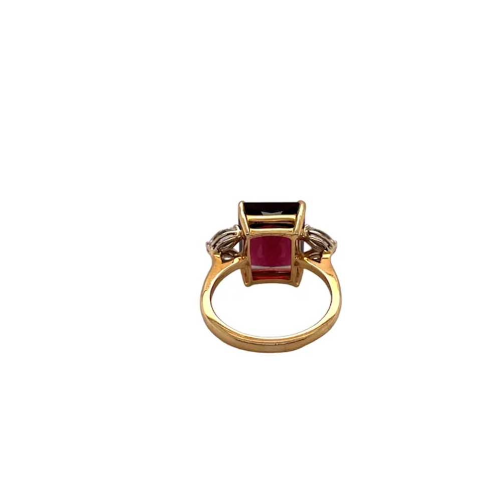 18K Yellow Gold Tourmaline and Diamond Ring - image 3