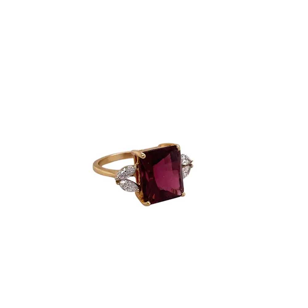 18K Yellow Gold Tourmaline and Diamond Ring - image 4