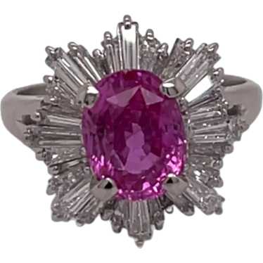 Platinum Pink Sapphire and Diamond Ring