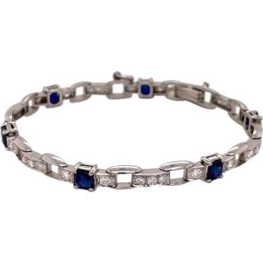 Platinum Sapphire and Diamond Bracelet