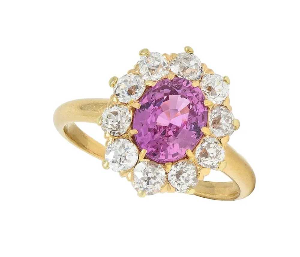 Vintage 2.46 CTW No Heat Pink Sapphire Diamond 14… - image 11