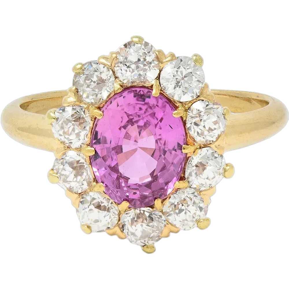 Vintage 2.46 CTW No Heat Pink Sapphire Diamond 14… - image 1