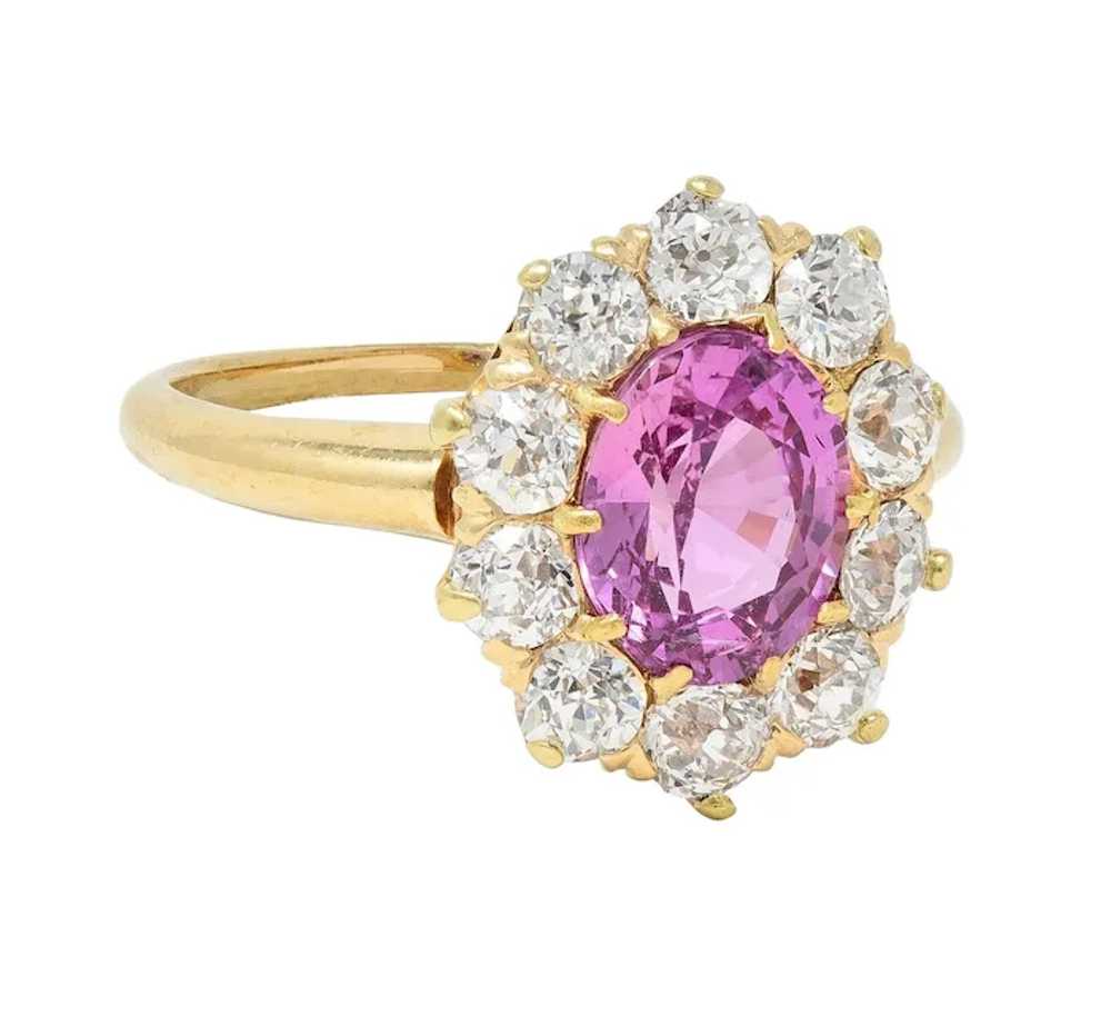 Vintage 2.46 CTW No Heat Pink Sapphire Diamond 14… - image 3