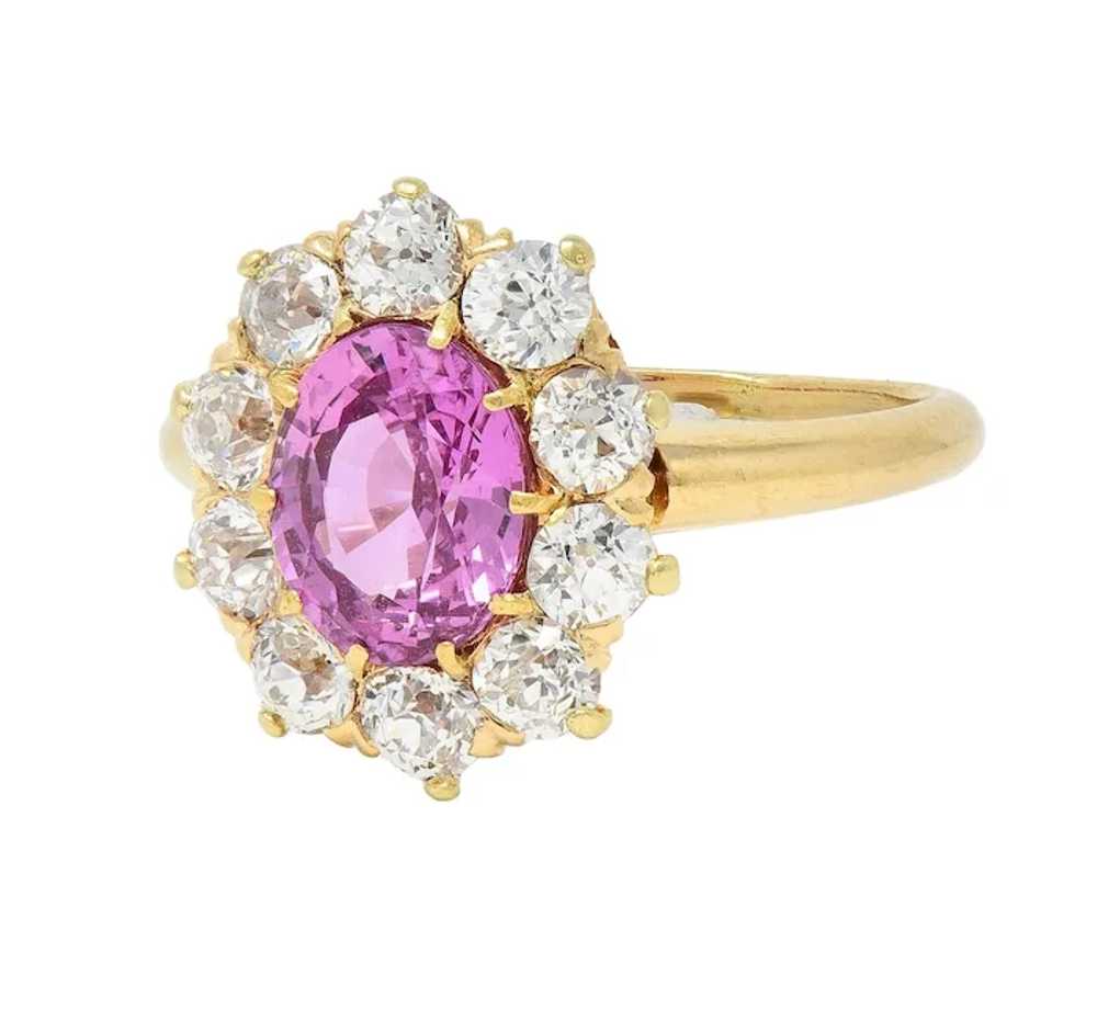 Vintage 2.46 CTW No Heat Pink Sapphire Diamond 14… - image 7