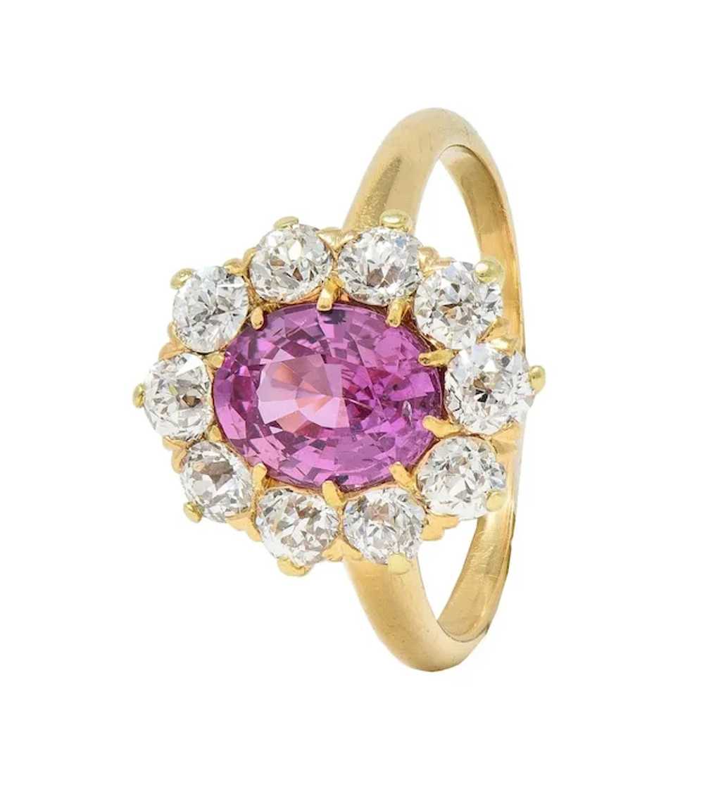 Vintage 2.46 CTW No Heat Pink Sapphire Diamond 14… - image 8