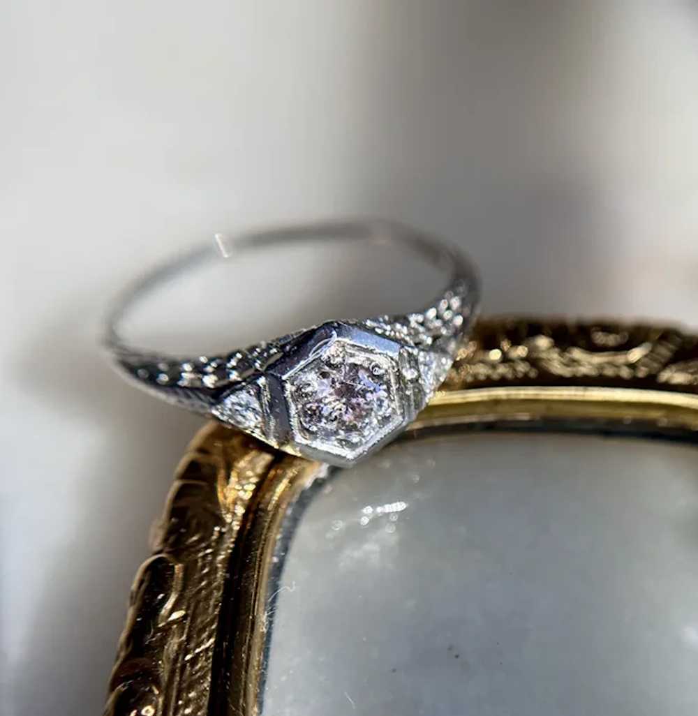 Art Deco GIA Soft Pink Diamond Ring in Platinum - image 10