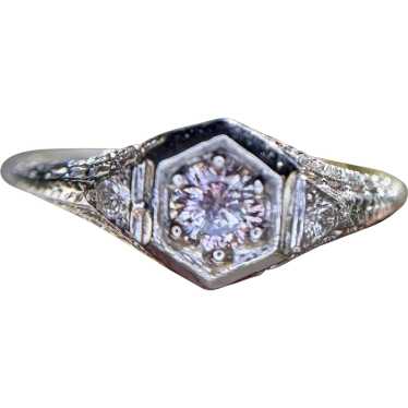 Art Deco GIA Soft Pink Diamond Ring in Platinum - image 1