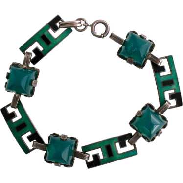 Art Deco Enamel and Glass Bracelet