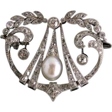 Edwardian Diamond and Pearl Brooch