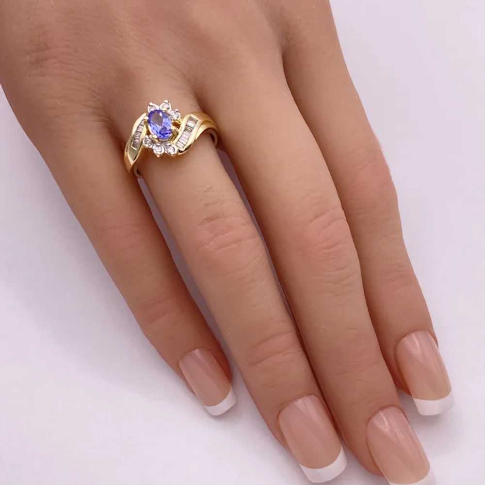 Tanzanite and Diamond Ring .80 Carat TGW 14K Gold - image 2