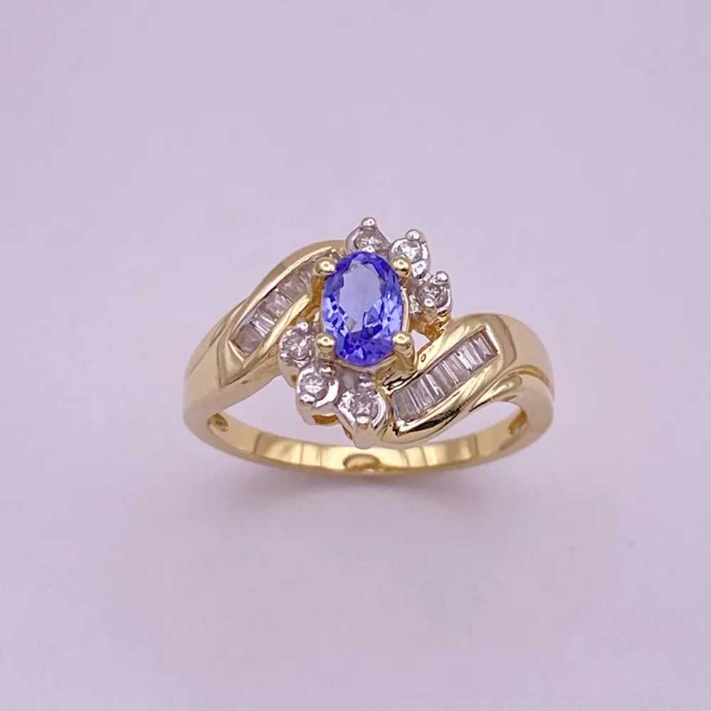 Tanzanite and Diamond Ring .80 Carat TGW 14K Gold - image 3