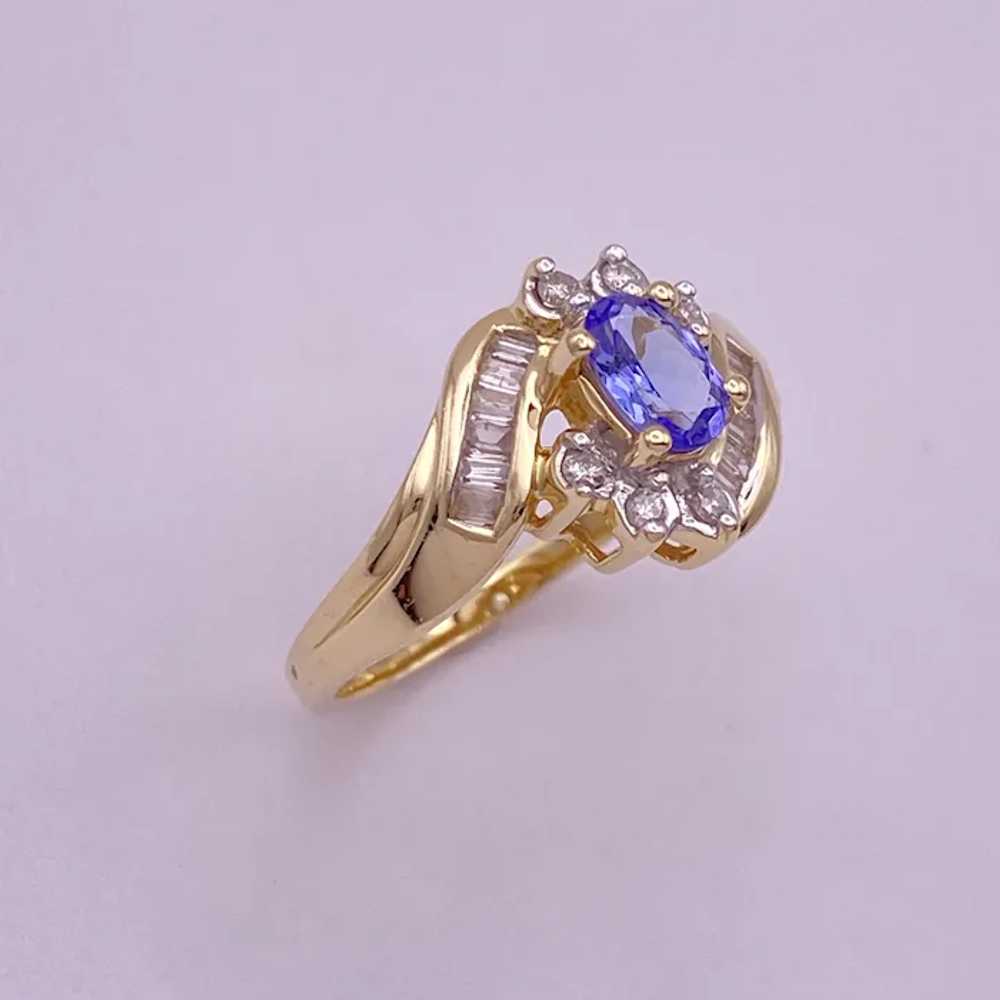 Tanzanite and Diamond Ring .80 Carat TGW 14K Gold - image 4