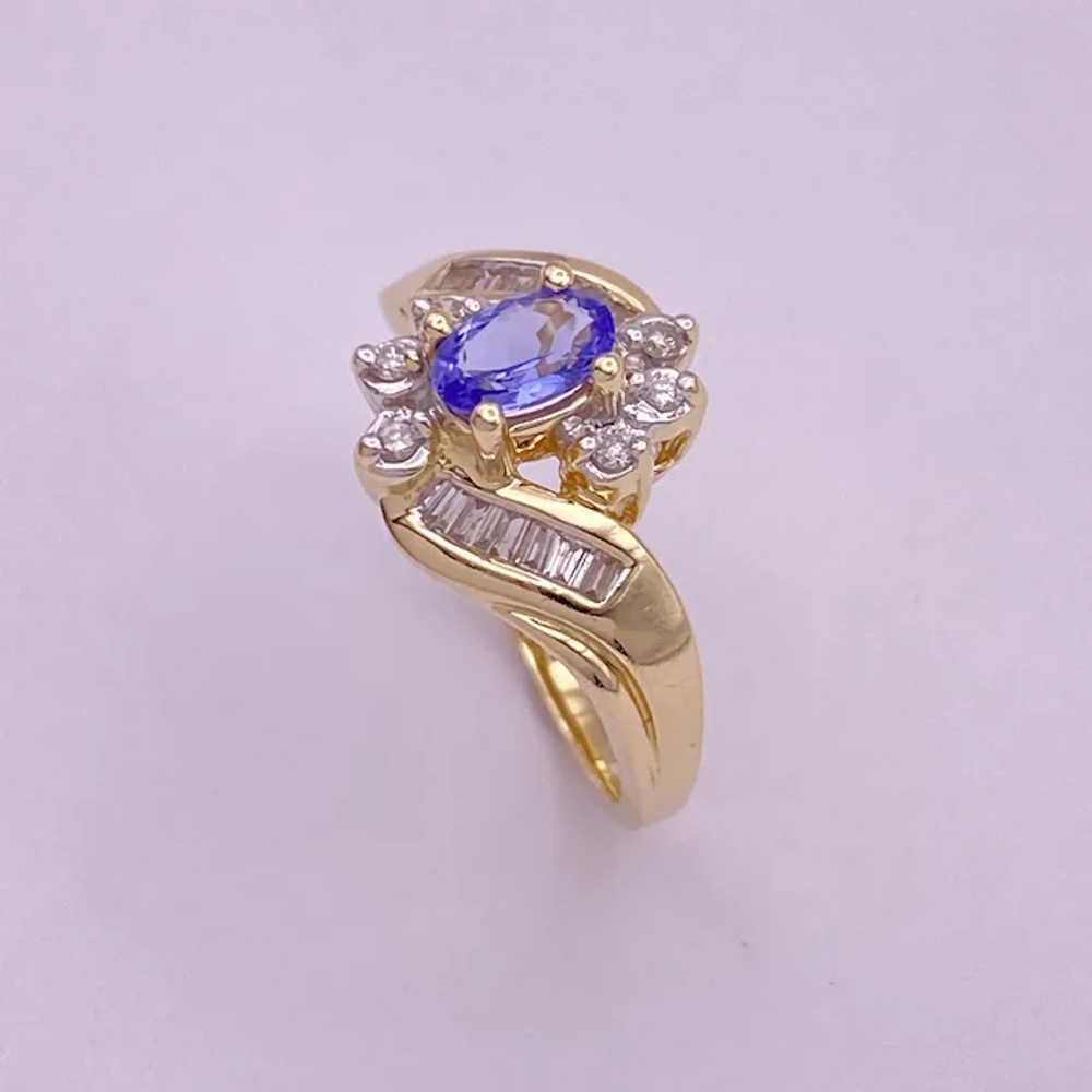 Tanzanite and Diamond Ring .80 Carat TGW 14K Gold - image 5