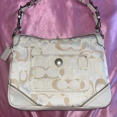 Coach chelsea optic white tan medium shoulder bag