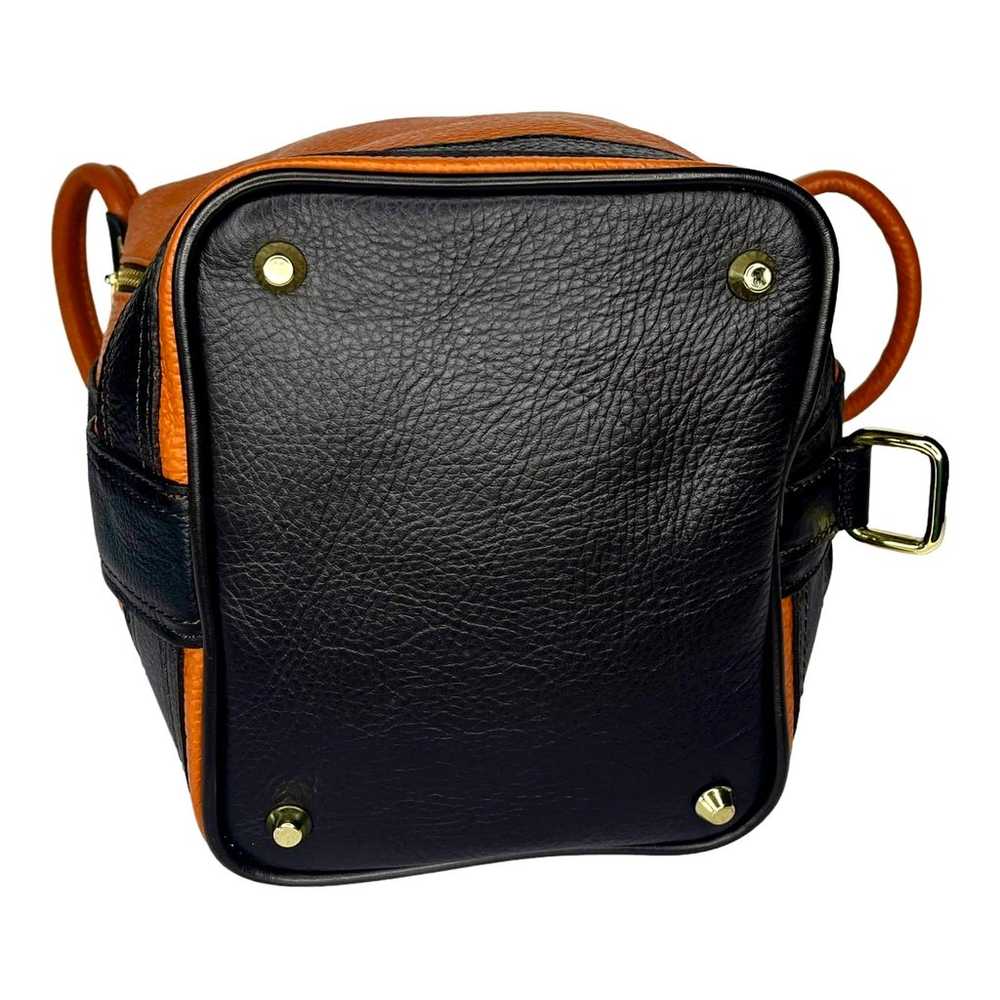 Valentina Orange Brown LEATHER HANDBAG Double Han… - image 10