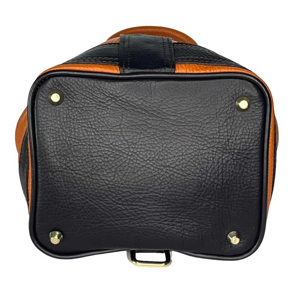 Valentina Orange Brown LEATHER HANDBAG Double Han… - image 4