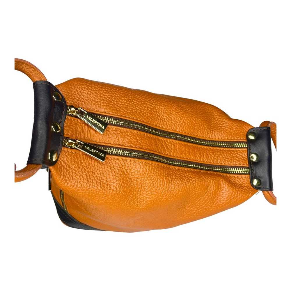 Valentina Orange Brown LEATHER HANDBAG Double Han… - image 5