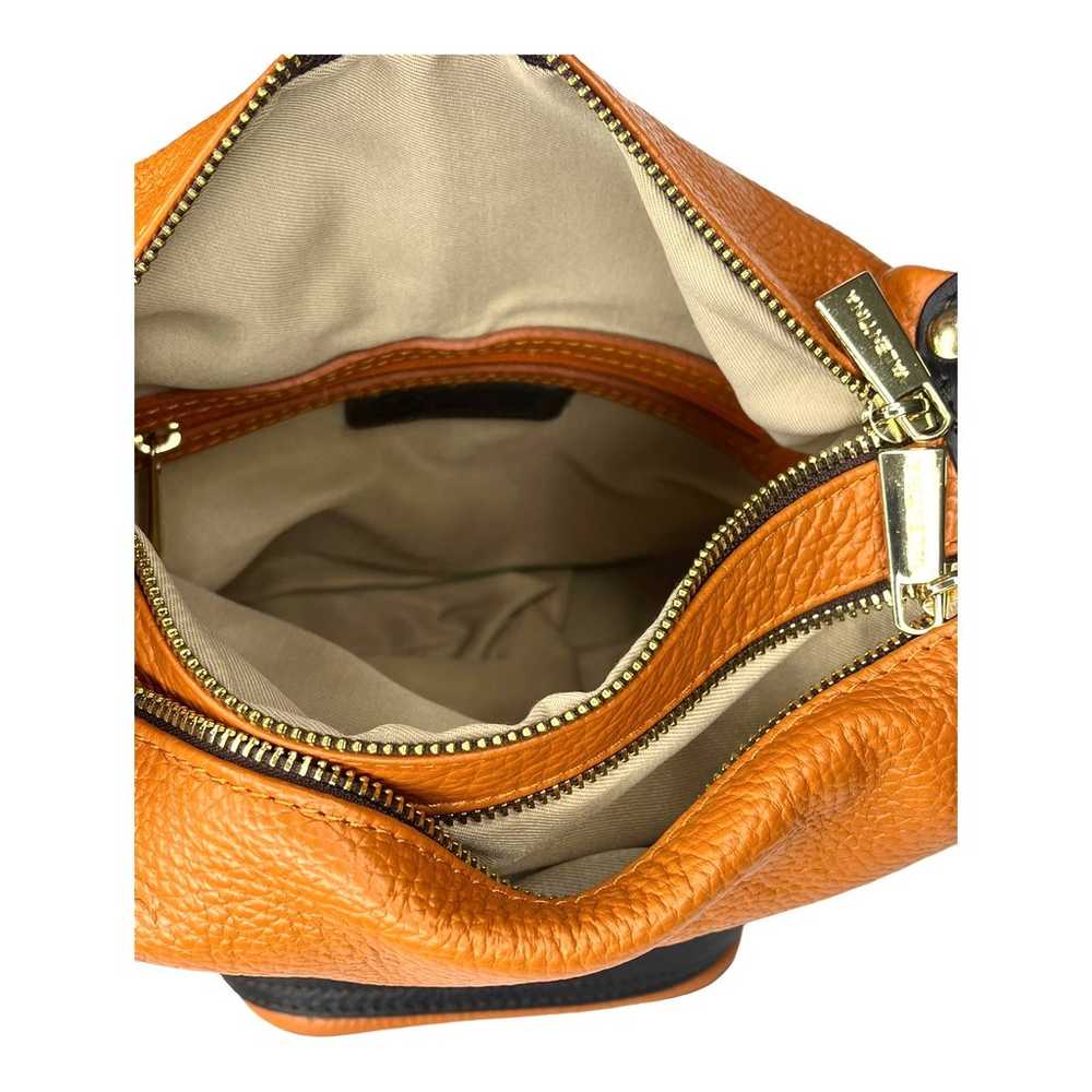 Valentina Orange Brown LEATHER HANDBAG Double Han… - image 6