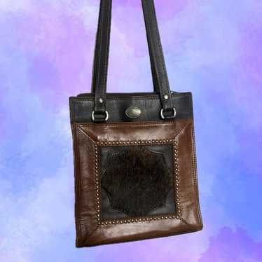 Black/ Brown Vintage American West Leather Bag