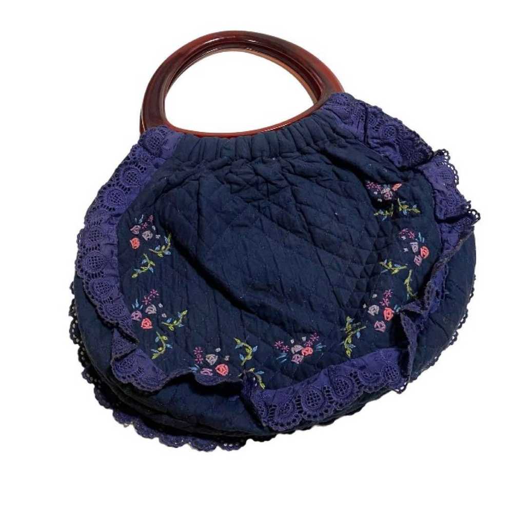 Handbag, tote bag, purse, floral pattern, indigo … - image 2