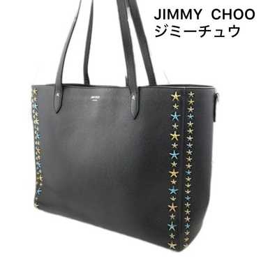 Jimmy Choo Dilan Leather Star Studs Tote Bag Black