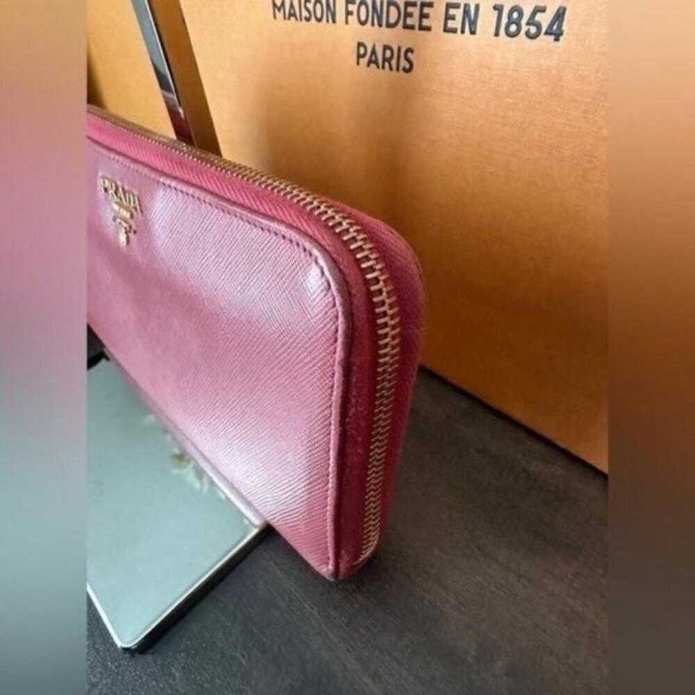 Vintage Pink Prada Saffiano Leather Zippy Wallet - image 10