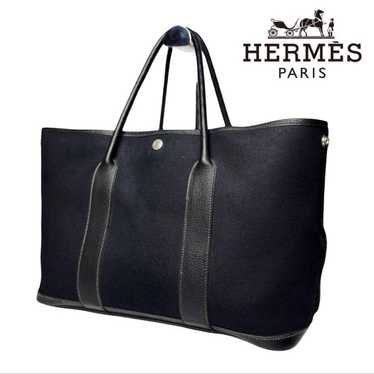 083 HERMES Garden Party Tote Bag Black - image 1