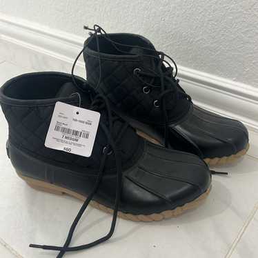 NWT St. John Bay Black Canvas Boots - image 1