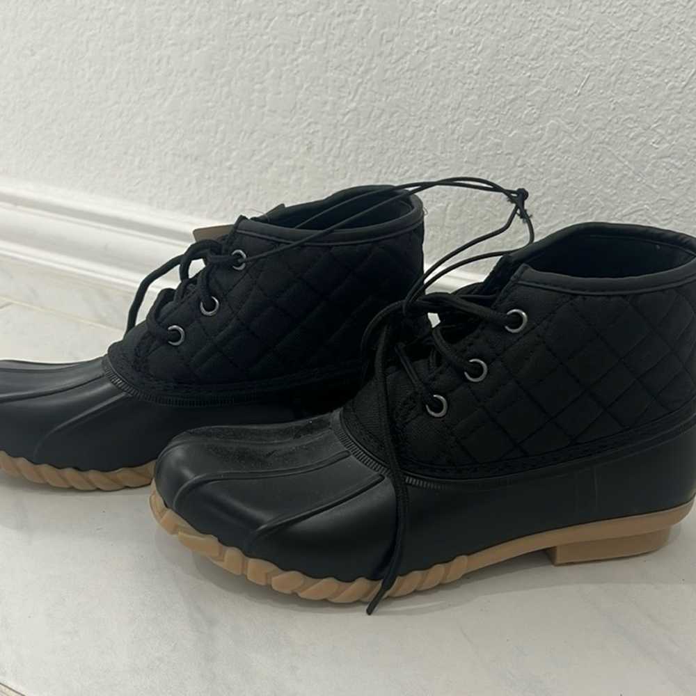 NWT St. John Bay Black Canvas Boots - image 2