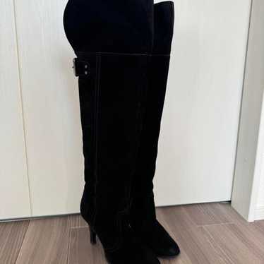 Diana Black Suede Thigh-High Boots