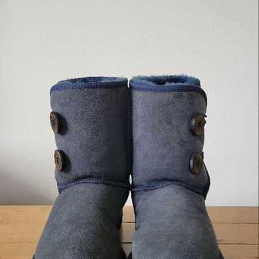 UGG Navy Sheepskin Boots with Side Buttons - image 1