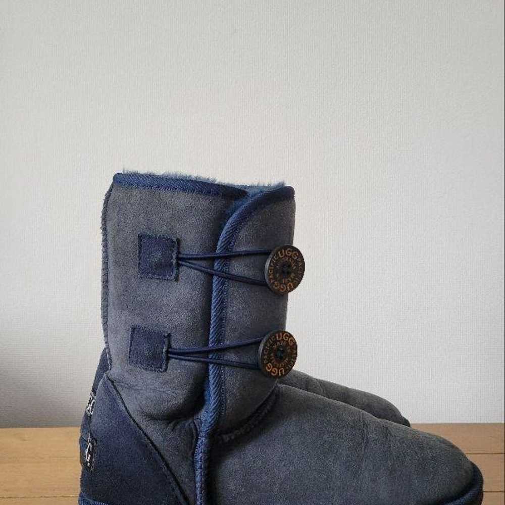 UGG Navy Sheepskin Boots with Side Buttons - image 3