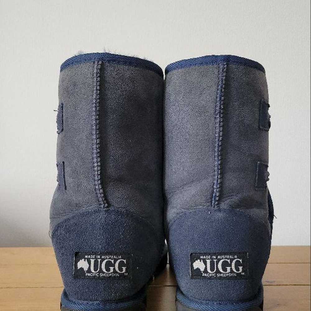 UGG Navy Sheepskin Boots with Side Buttons - image 4