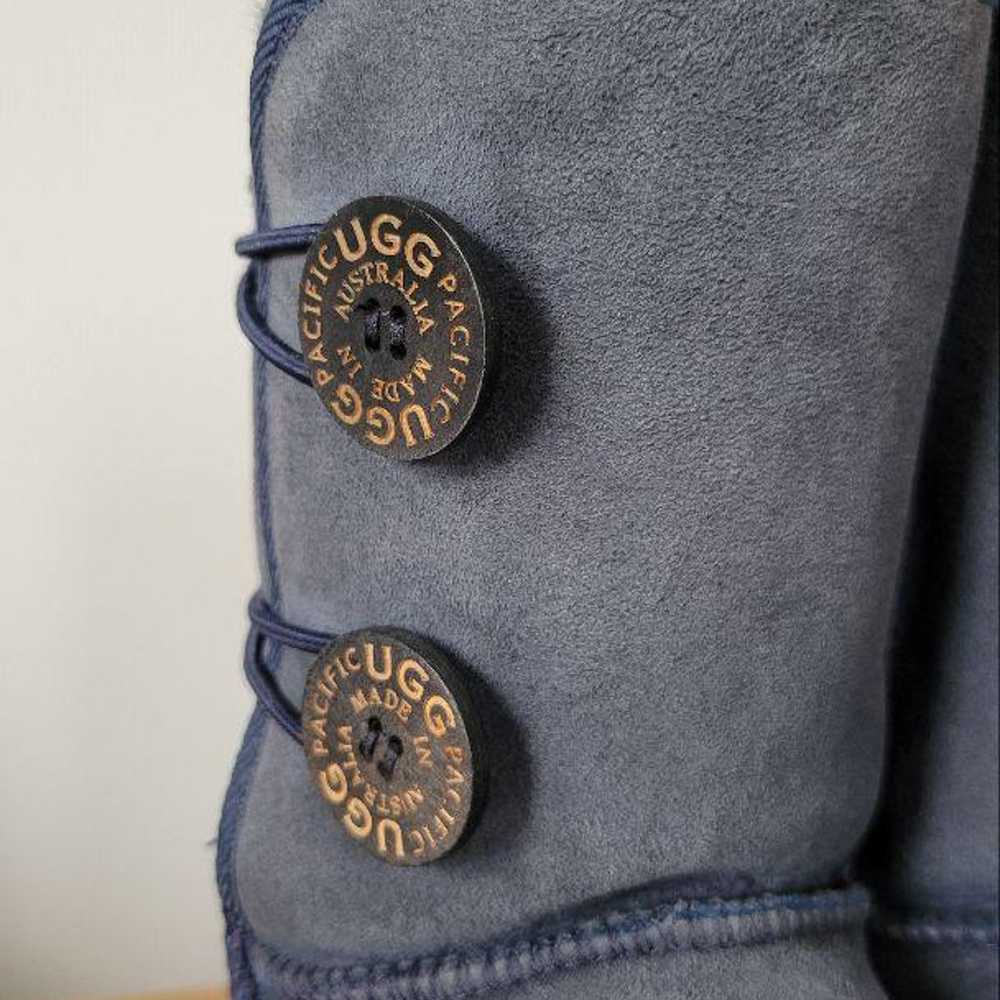 UGG Navy Sheepskin Boots with Side Buttons - image 5