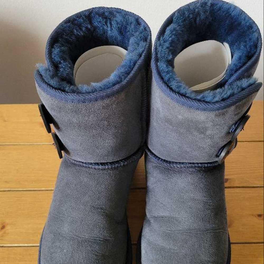 UGG Navy Sheepskin Boots with Side Buttons - image 6