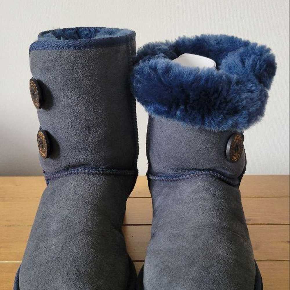 UGG Navy Sheepskin Boots with Side Buttons - image 7