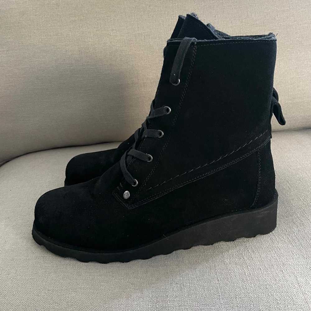 Bearpaw Krista Boots Black Suede Wool Lined Lace … - image 11