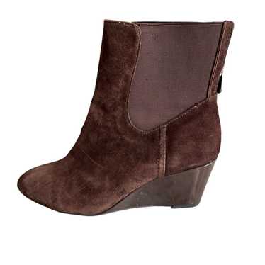 Adrienne Vittadini Suede Wedge Ankle Boots Chocol… - image 1