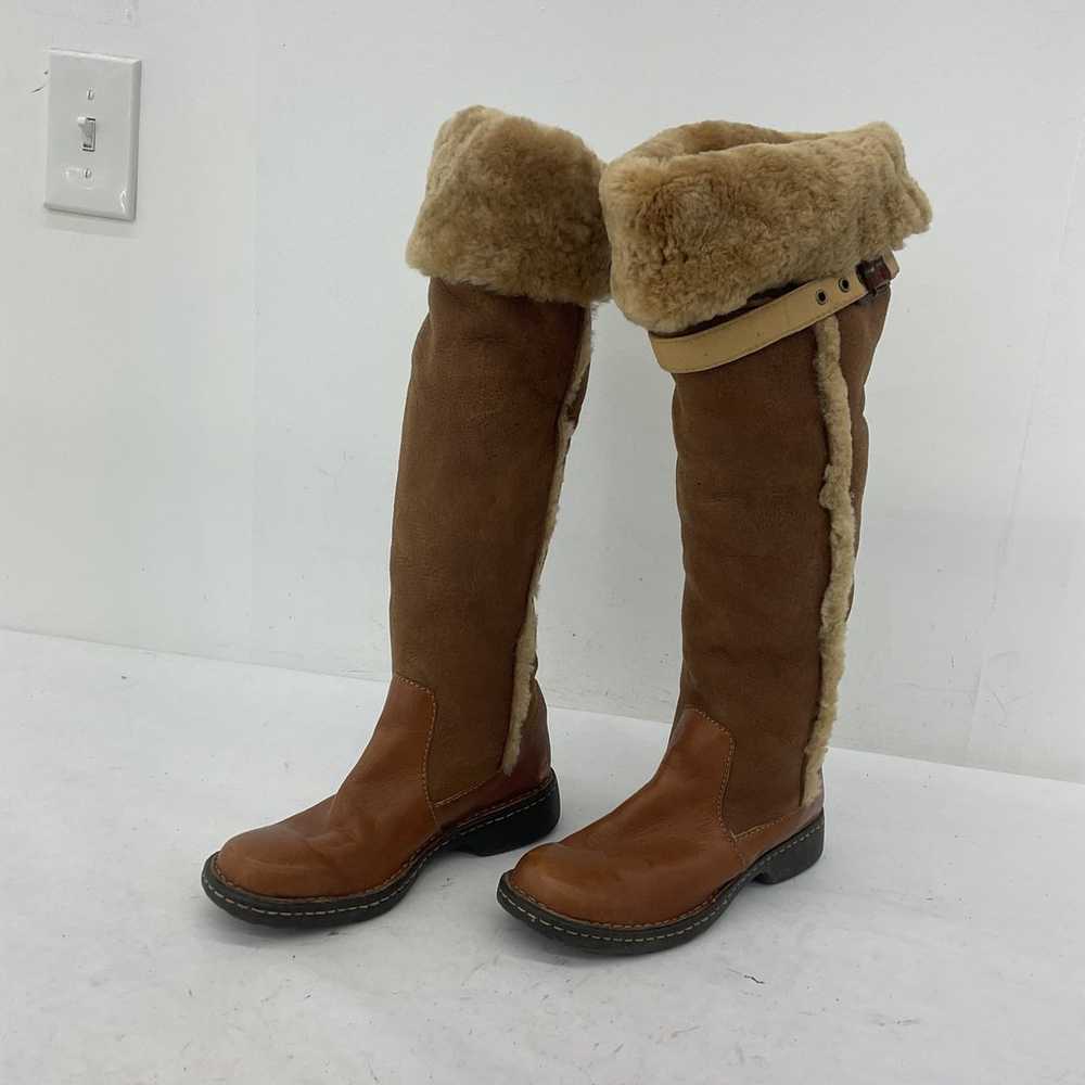 Born Brown Leather Faux Fur Tall Riding Boots Wom… - image 2