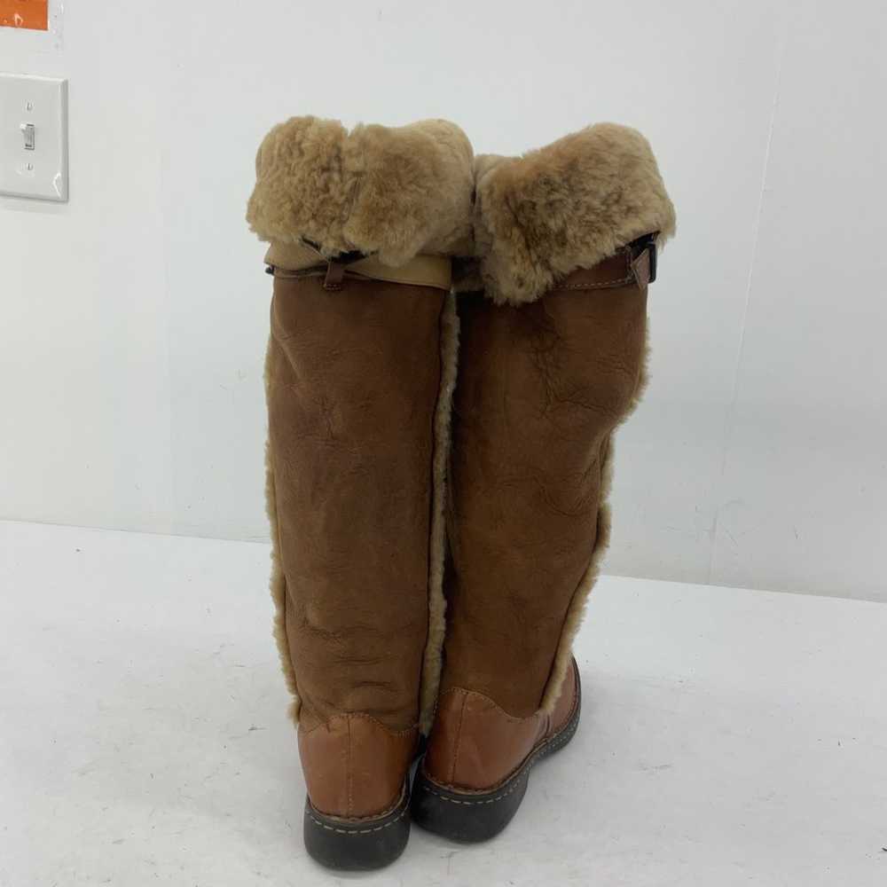 Born Brown Leather Faux Fur Tall Riding Boots Wom… - image 3