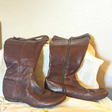 BORN Leather Dark Brown Knee Boots Size 7