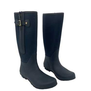 Tommy Hilfiger Black Tall Riding Rubber Rain Boots